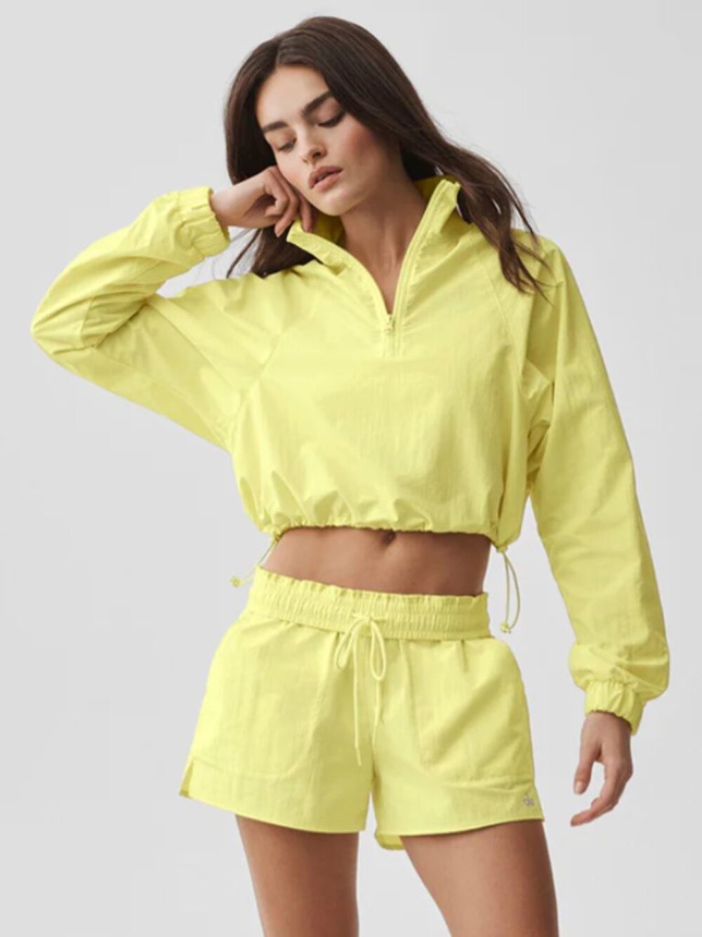 Alo Cropped 1/4 Zip Alumni Pullover Limited Edition Sunshine Small NWT